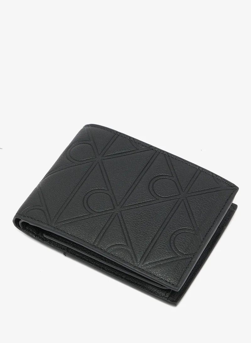 Calvin Klein Black Embossed Logo Trifold Wallet for Men | Best Price UAE