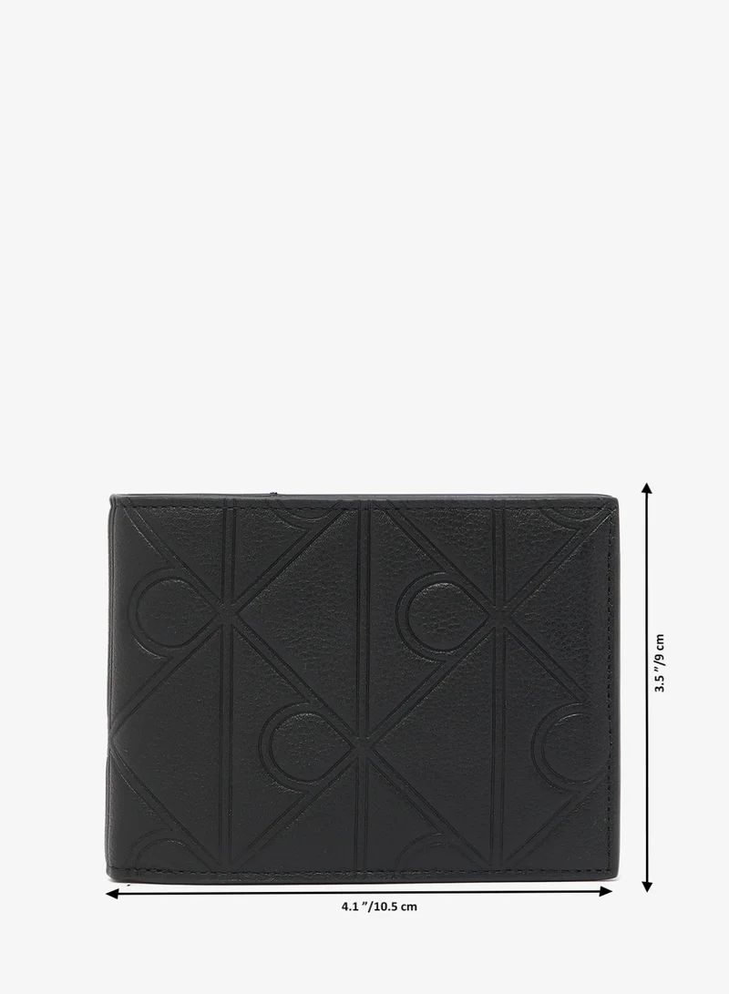 Calvin Klein Black Embossed Logo Trifold Wallet for Men | Best Price UAE