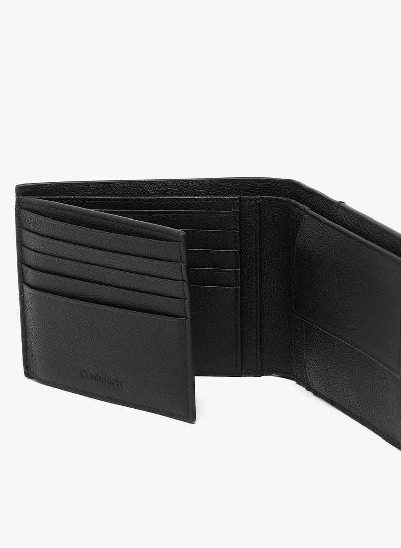 Calvin Klein Black Embossed Logo Trifold Wallet for Men | Best Price UAE