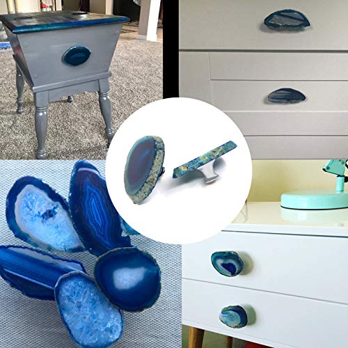 ZILucky Stone Cabinet Knobs for Nursery Dresser Cupboard Wardrobe Cabinet Kitchen Natural Stone Theme Knobs Pack of 2 (Blue #1) - Image 2