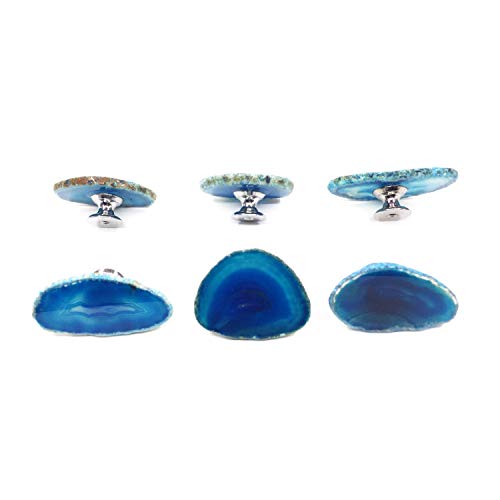 ZILucky Stone Cabinet Knobs for Nursery Dresser Cupboard Wardrobe Cabinet Kitchen Natural Stone Theme Knobs Pack of 2 (Blue #1) - Image 5