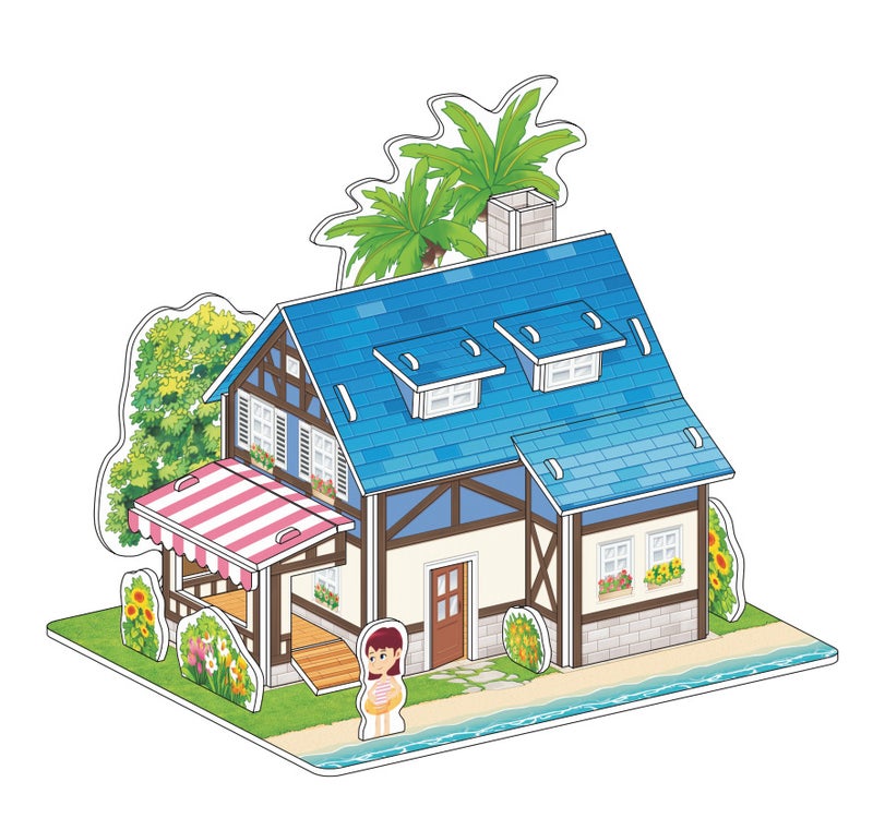 3D Stereo Puzzle Paper Diy Model Kidsren'S House Classroom Handmade Stall Toys - Image 1