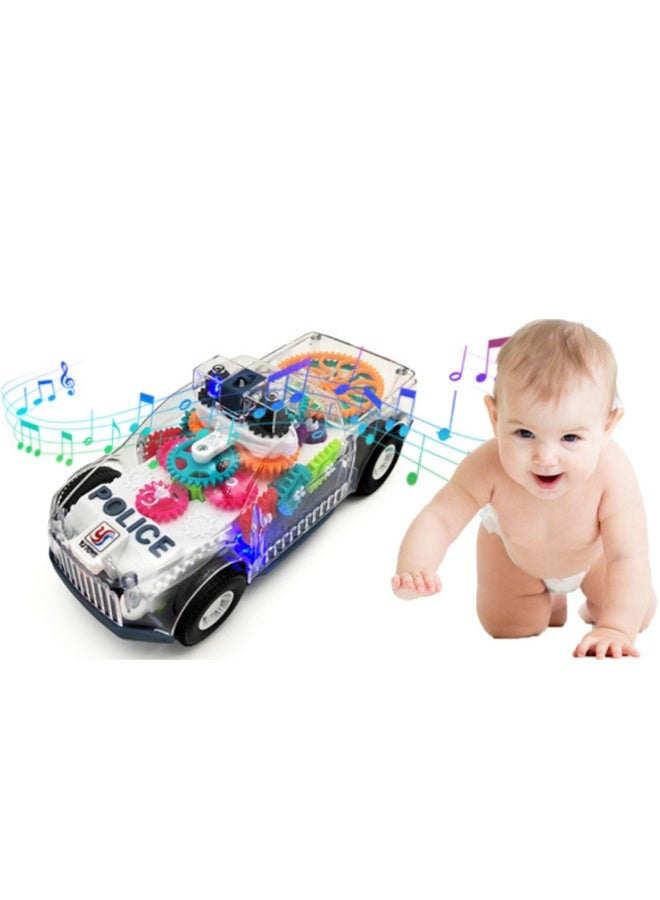 سيارة الشرطة مع تروس ملوّنة متحركة وأضواء وموسيقى وحركة أوتوماتيكية – موديل 8870 للأطفال +3 سنوات - Image 1