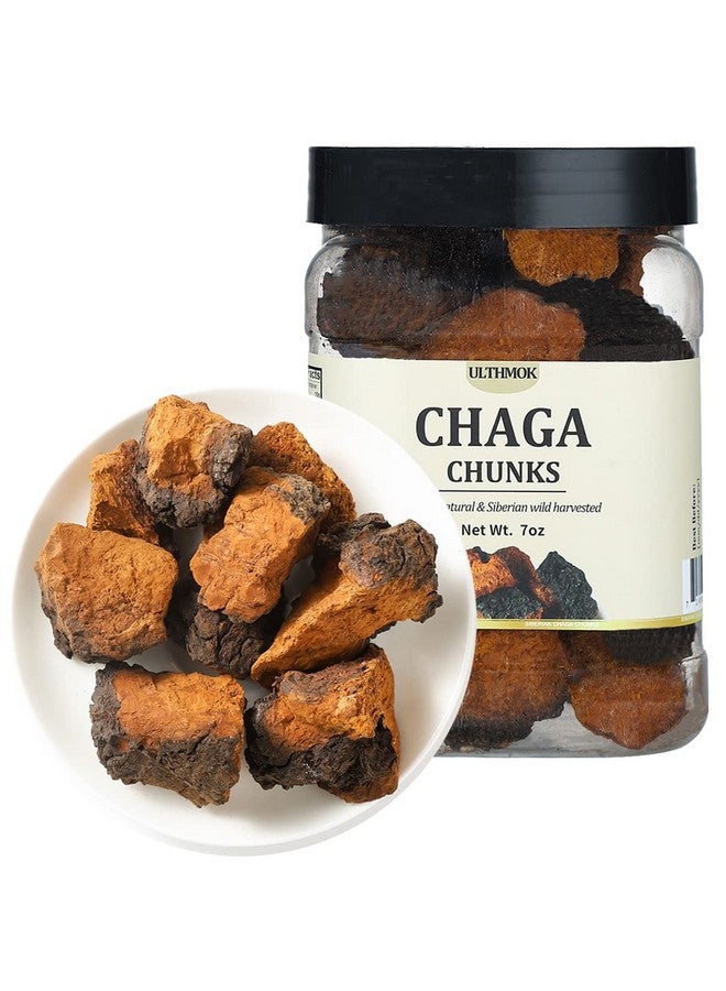 ULTHMOK Premium Chaga Mushroom Chunks 7 Oz/199g,Selected Natural Chaga Mushroom Tea,100% Siberian Wild Harvested. - Image 1
