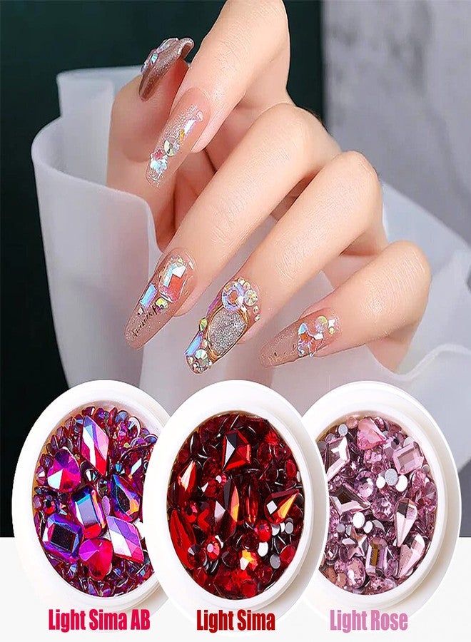 JERCLITY 8 Boxes Green Blue Gold Rose AB Lake Blue Montana Red Pink Nail Rhinestones for Nails Multi Shaped Sized Nail Crystals Gems Stones Rhinestones for Nail DIY Crafts Clothes Shoes Jewelry - Image 3