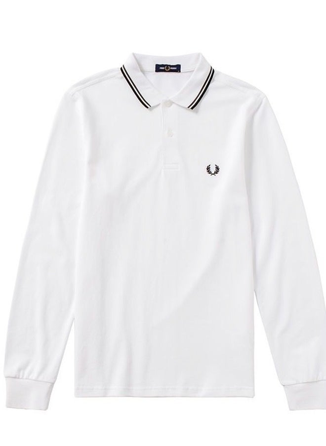FRED PERRY Essential Logo Printed Polo Shirt White  - Image 1
