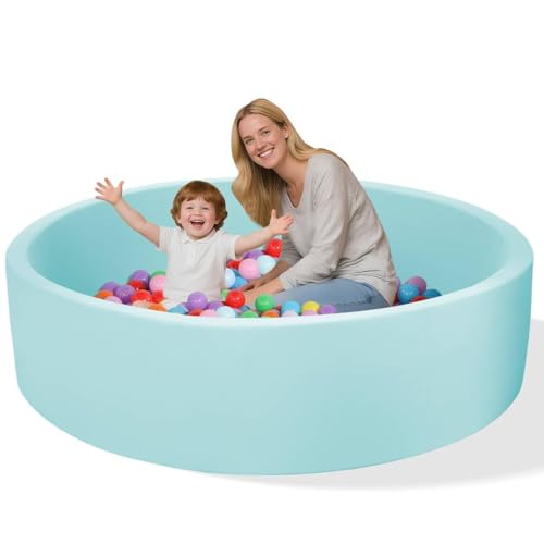 WINTECY Memory Foam Ball Pit for Kids Soft Ball Pool Round Ball Pit for Toddlers PlayBalls are NOT Included Light Blue 128CM504IN - Image 1