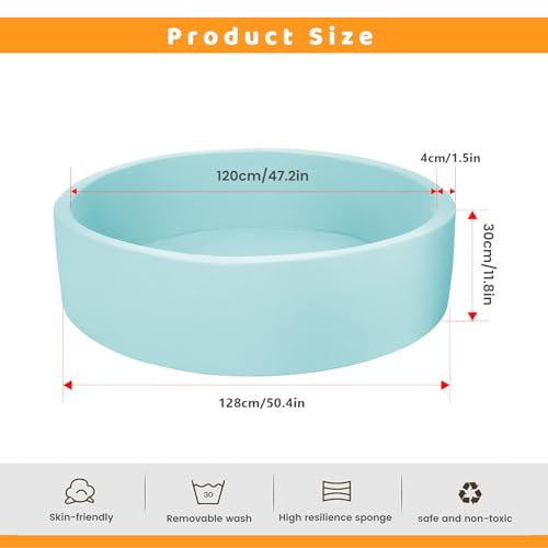 WINTECY Memory Foam Ball Pit for Kids Soft Ball Pool Round Ball Pit for Toddlers PlayBalls are NOT Included Light Blue 128CM504IN - Image 5