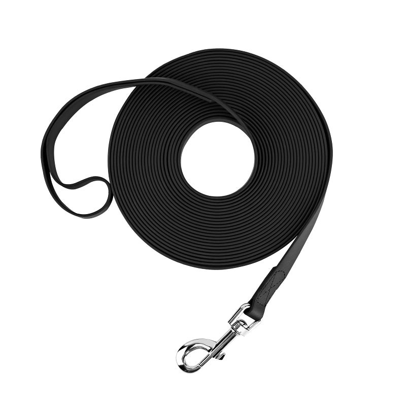 Qiaosite Waterproof Long Leash Durable Dog Recall Training Lead Great for Outdoor Hiking, Training, Yard, Beach and Swimming (Black, 30ft) - Image 1