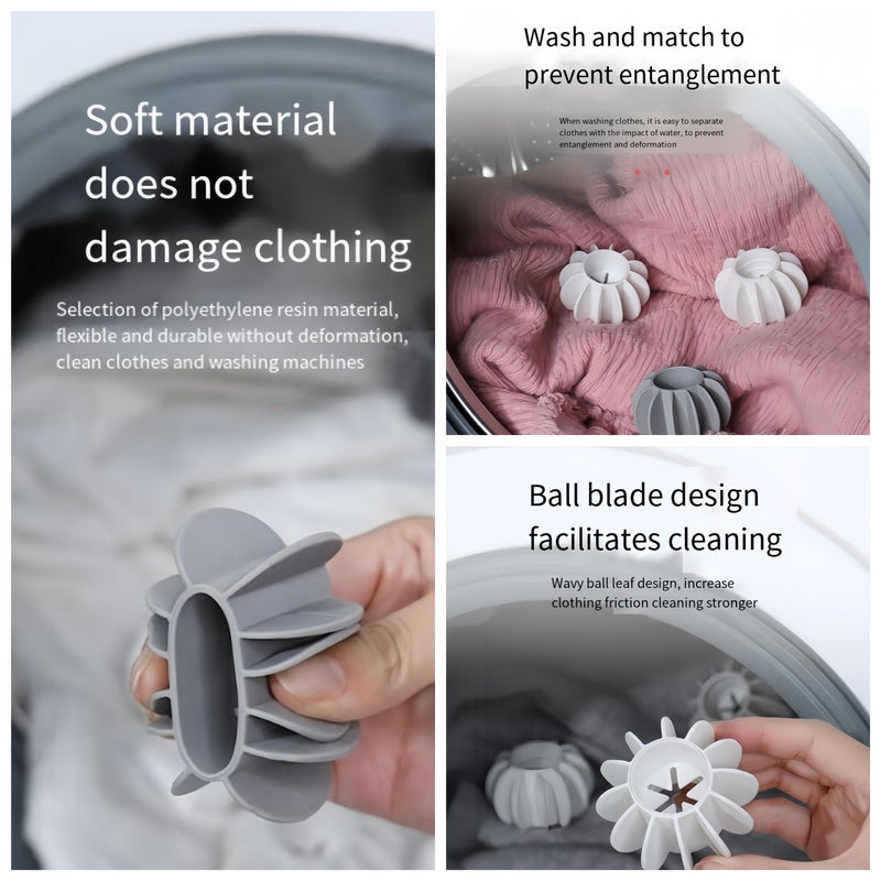 KKpxafl Laundry Balls Tangle Free for Washing Machines,Reusable Laundry Balls, Silicone Steamer Dryer Balls Washer Balls Laundry Balls (8pcs：4 White+4 Gray) - Image 3
