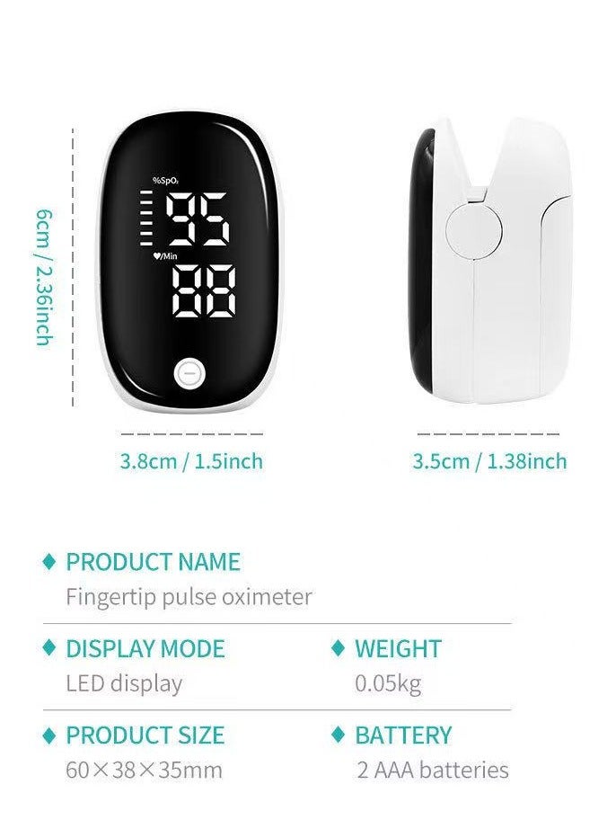 سولومي جهاز قياس التأكسج النبضي بالإصبع - شاشة LED محمولة لقياس الأكسجين في الدم ومعدل ضربات القلب، مستشعر صغير وخفيف الوزن لأطراف الأصابع للاستخدام المنزلي والرياضة والسفر - Image 2
