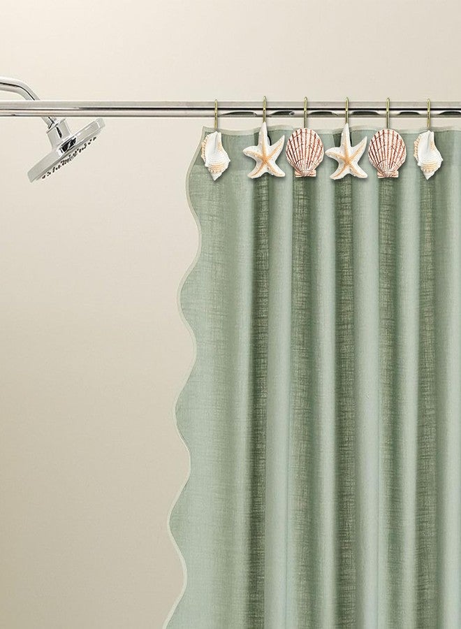 MOASIOP Gold Shower Curtain Hooks, 12PCS Rust-Proof Decorative Resin Bathroom Hooks, Elegant Seashell Design for Bathroom, Bedroom, Living Room Decor, Easy to Install - Image 5