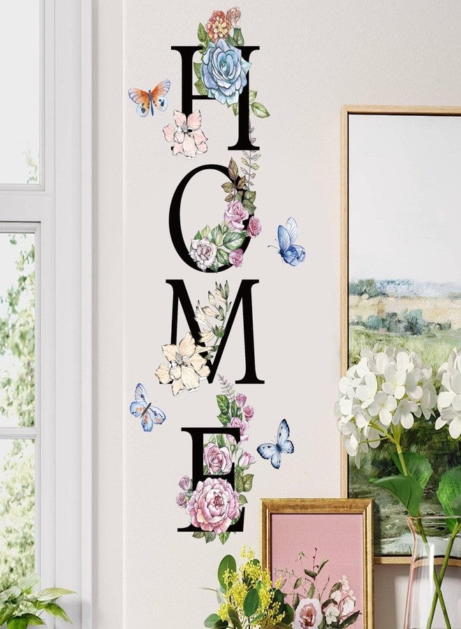 Aurbhosa Home Wall Sticker Vintage Flower Wall Decal Colorful Floral Butterfly Wall Art Mural Peel and Stick Word Quotes Home Wall Stickers for Living Room - Image 1