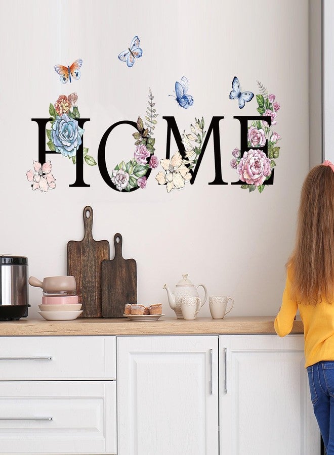 Aurbhosa Home Wall Sticker Vintage Flower Wall Decal Colorful Floral Butterfly Wall Art Mural Peel and Stick Word Quotes Home Wall Stickers for Living Room - Image 2