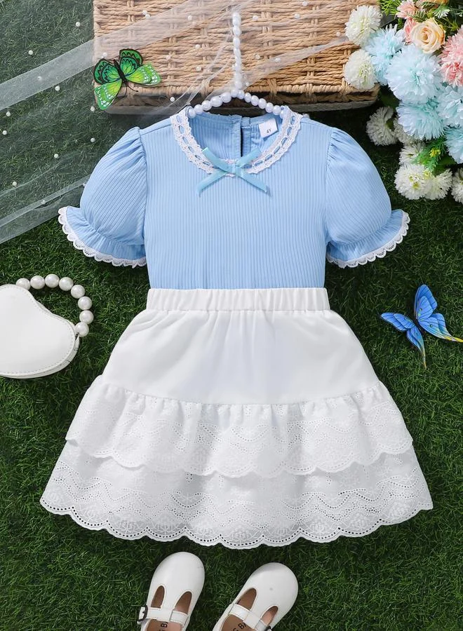 Take Two Girls Puff Sleeve Top and Ruffle Skirt Set