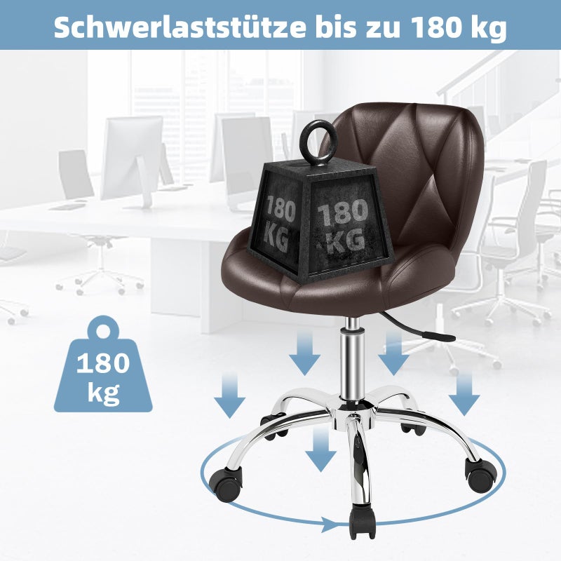 OUTMASTER Home Office Chair - Modern Armless Swivel Desk Chair, Adjustable PU Leather With Wheels for Small Space (Brown) - Image 4