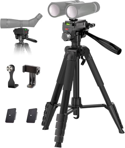 Lusweimi Binocular Tripod, 72” Spotting Scope Tripod Stand with Binocular Adapter and 2 QR Plates, Travel Camera Stand with Phone Holder/Carry Bag, Compatible with Binoculars/Spotting Scope/Camera/Phone - Image 1
