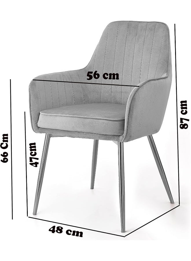 Comfynest Velvet Upholstered Kitchen Chair with Thick Cushions and Metal Legs – Perfect Armchair for Dining and Living Room (Yellow) - Image 4