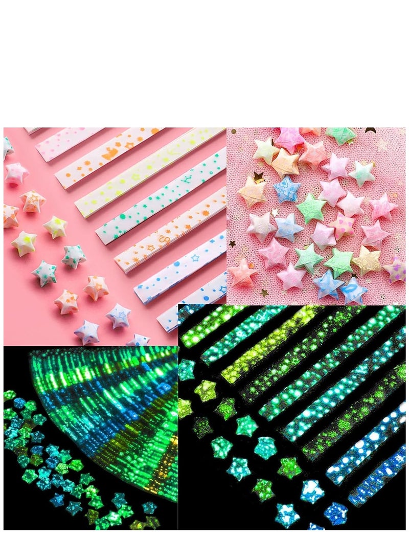 KASTWAVE Star Origami Paper Star Paper Strip Sided Origami Stars Paper Lucky Star Decoration Paper Strips DIY Hand Art Crafts (Luminous 12 Colors (840 sheets)) - Image 3