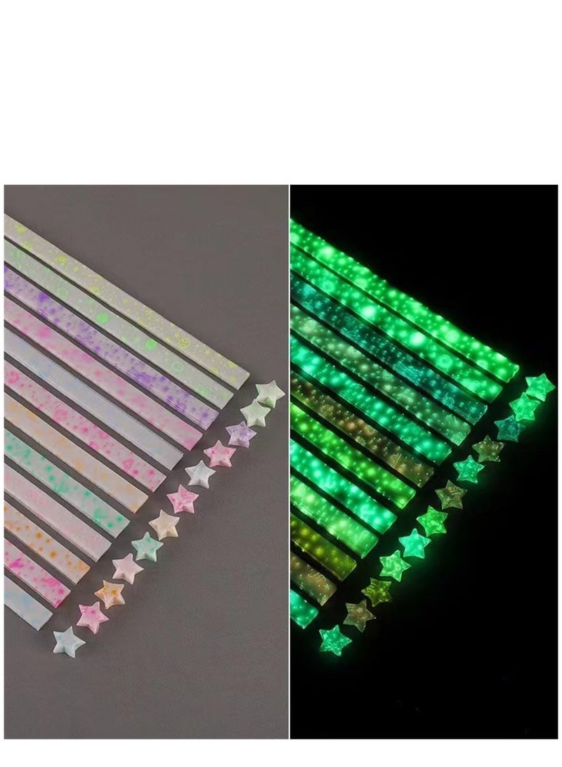 KASTWAVE Star Origami Paper Star Paper Strip Sided Origami Stars Paper Lucky Star Decoration Paper Strips DIY Hand Art Crafts (Luminous 12 Colors (840 sheets)) - Image 5