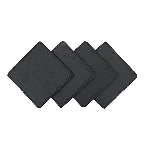 STORE 2508 Store2508 Natural Slate Stone Coasters, 10x10 Cm, Pack of 4 - Image 1