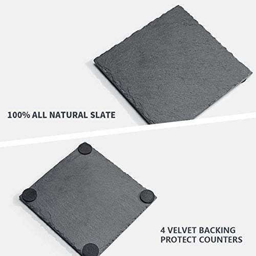 STORE 2508 Store2508 Natural Slate Stone Coasters, 10x10 Cm, Pack of 4 - Image 3