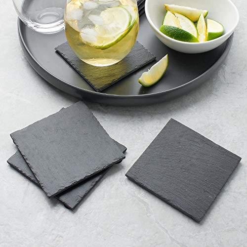 STORE 2508 Store2508 Natural Slate Stone Coasters, 10x10 Cm, Pack of 4 - Image 4