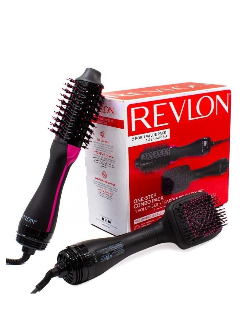 ريفلون RVDR5282 مجموعة كومبو بخطوة واحدة، مُكثِّف للشعر + مُصفِّف شعر بفرشاة مجداف - أسود - Image 4