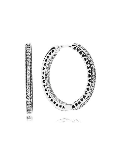 Large Hearts of Pandora Hoop Earrings