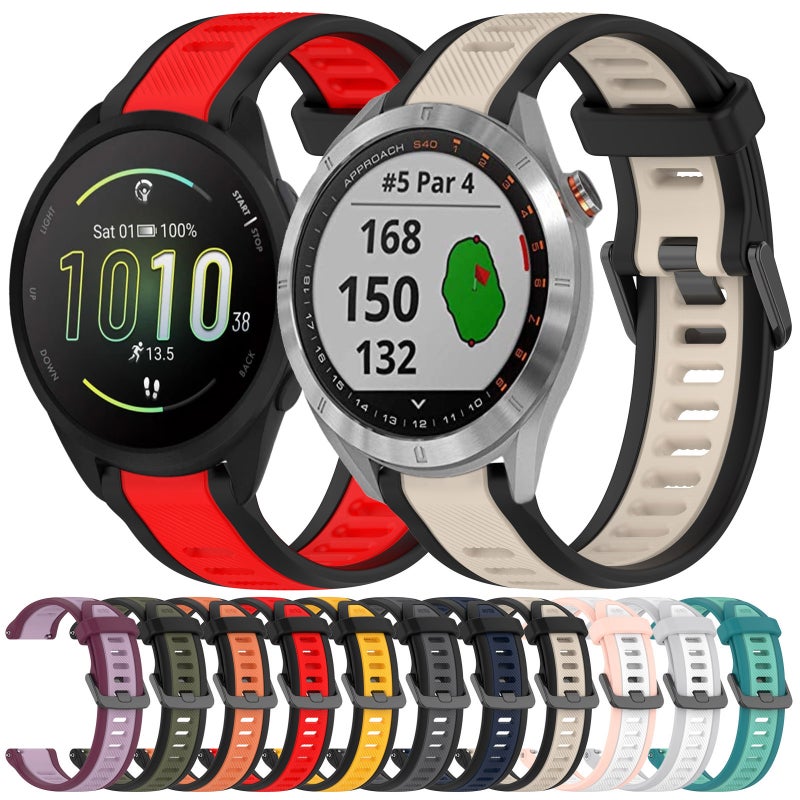 S-TOP For Garmin VivoMove Trend 20mm Two Color Textured Silicone Watch Band(Teal) - Image 3