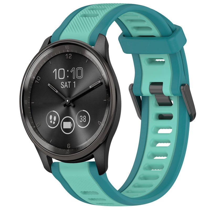S-TOP For Garmin VivoMove Trend 20mm Two Color Textured Silicone Watch Band(Teal) - Image 1