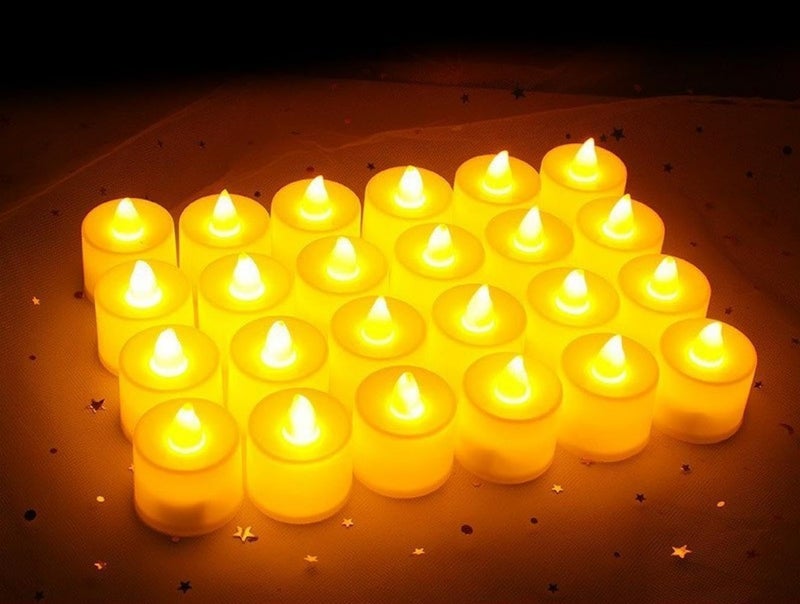 UREVO 24 PACK Tea Lights Candles Warm Yellow - Image 1