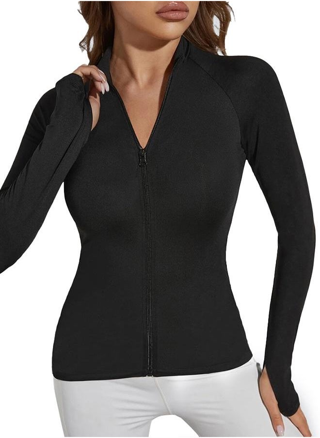 Nileton - Sport Jacket - Long Sleeve Top Full Zipper T-shirt With Side Pockets And Thumb Hole For Women - Image 1