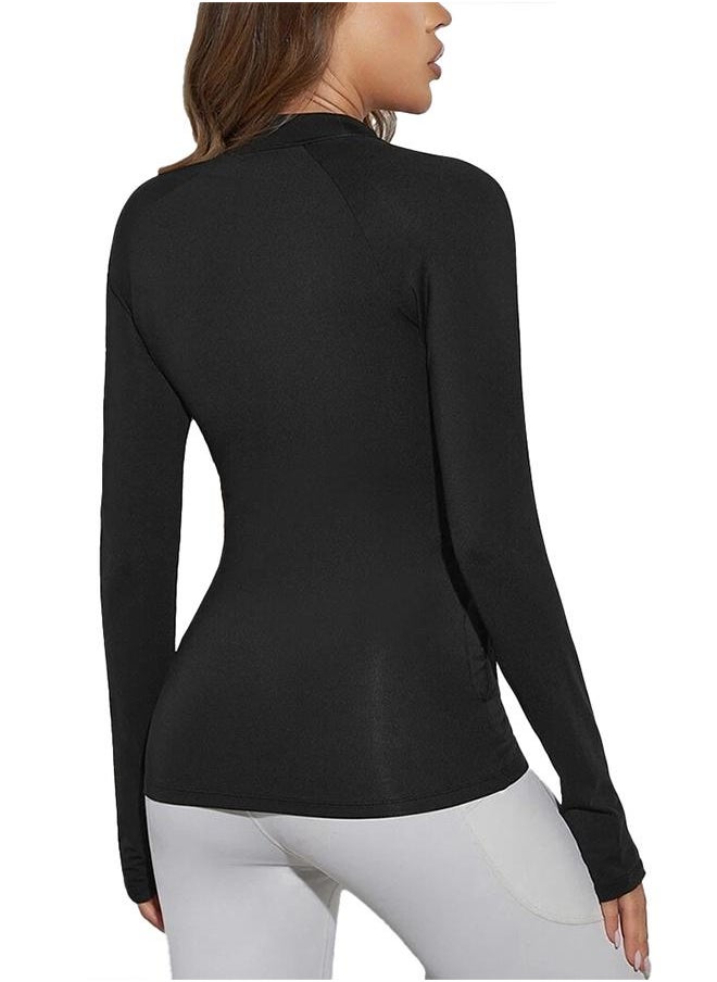 Nileton - Sport Jacket - Long Sleeve Top Full Zipper T-shirt With Side Pockets And Thumb Hole For Women - Image 1