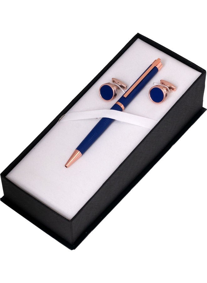 Corato Blue and copper pen and cufflink set, Corato - Image 2