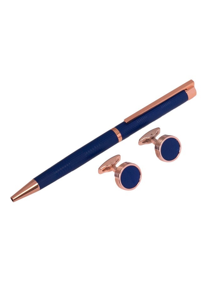 Corato Blue and copper pen and cufflink set, Corato - Image 1