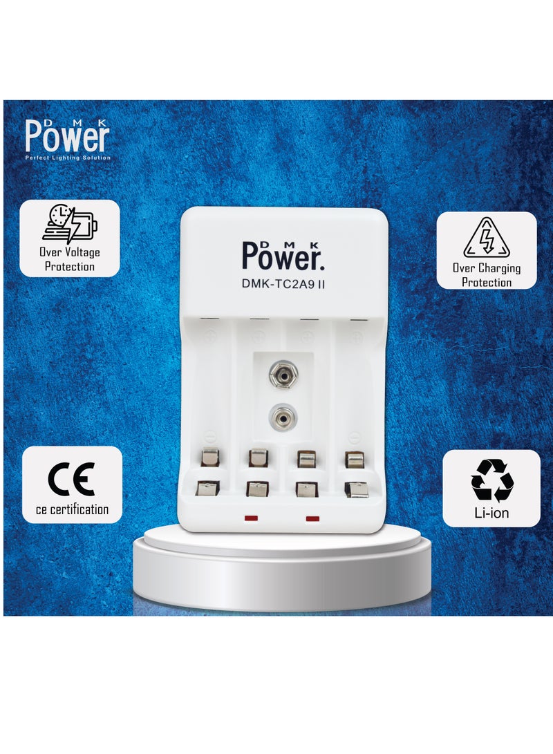 DMK Power TC-2A9 II High-Speed 4slot AA AAA 9V Battery Charger with Smart Charging Technology - Compact and Efficient Rechargeable Battery Charger used for Home and Travel Use - Image 2