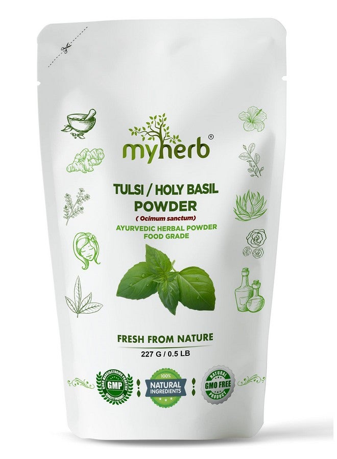 myherb مسحوق تولسي العضوي الطبيعي 100% من MYHERB (أوكيموم سانكتوم) الريحان المقدس || 227 جرام/0.5 رطل || مسحوق أيورفيدي || يعزز المناعة، الأيض || للرجال والنساء - Image 1