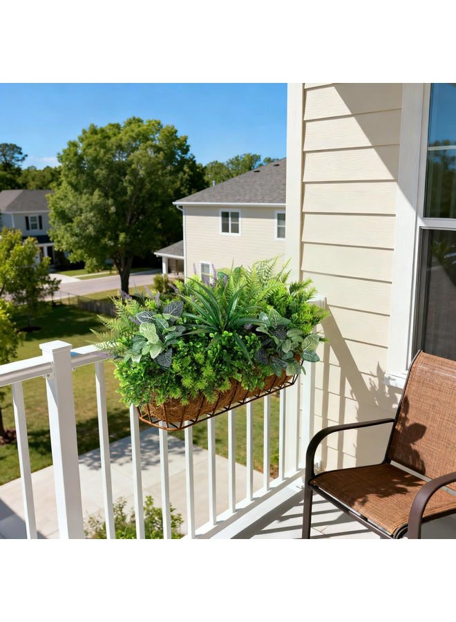 Hrobek Outdoor Faux Plants UV Resistant - 12 Bouquets Realistic Artificial Eucalyptus Fern Lavender Greenery for Patio Garden Front Porch Decor Weatherproof Fake Plants for Outside - Image 5