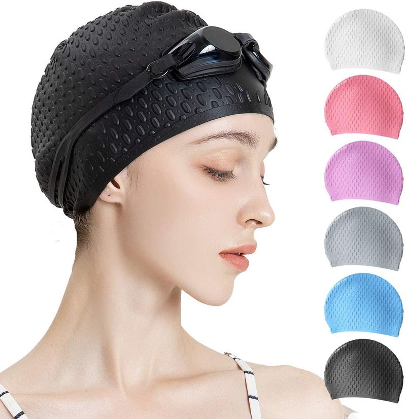 Tripsky Silicone Swim Cap,Comfortable Bathing Cap Ideal for Curly Short Medium Long Hair, Swimming Cap for Women and Men, Shower Caps Keep Hairstyle Unchanged… - Image 1