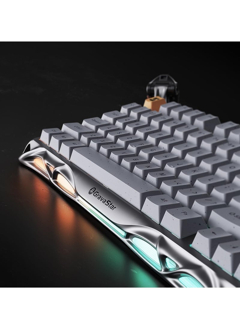 Gravastar - GravaStar Mercury K1 Pro Wireless Mechanical Gaming Keyboard – 75% Hot-Swappable Gasket Mount, RGB Backlight, Tri-Mode BT5.0/2.4GHz/USB-C – Silver Grey, Win/Mac/iOS Compatible - Image 1