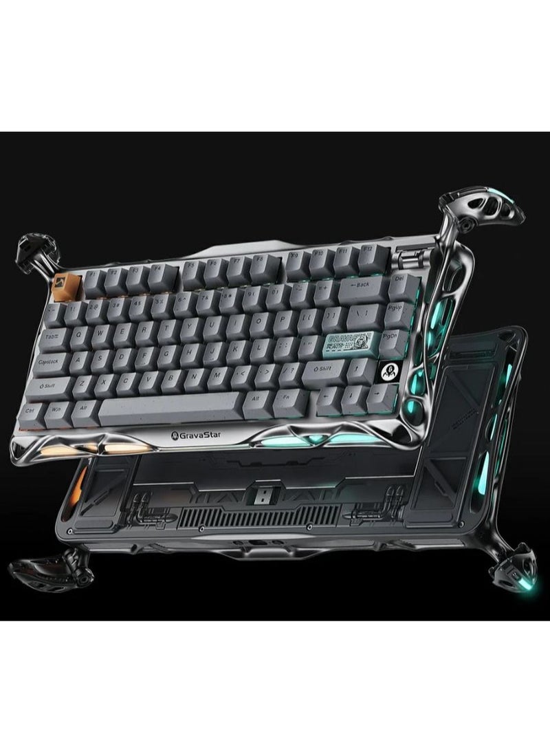 Gravastar - GravaStar Mercury K1 Pro Wireless Mechanical Gaming Keyboard – 75% Hot-Swappable Gasket Mount, RGB Backlight, Tri-Mode BT5.0/2.4GHz/USB-C – Silver Grey, Win/Mac/iOS Compatible - Image 1