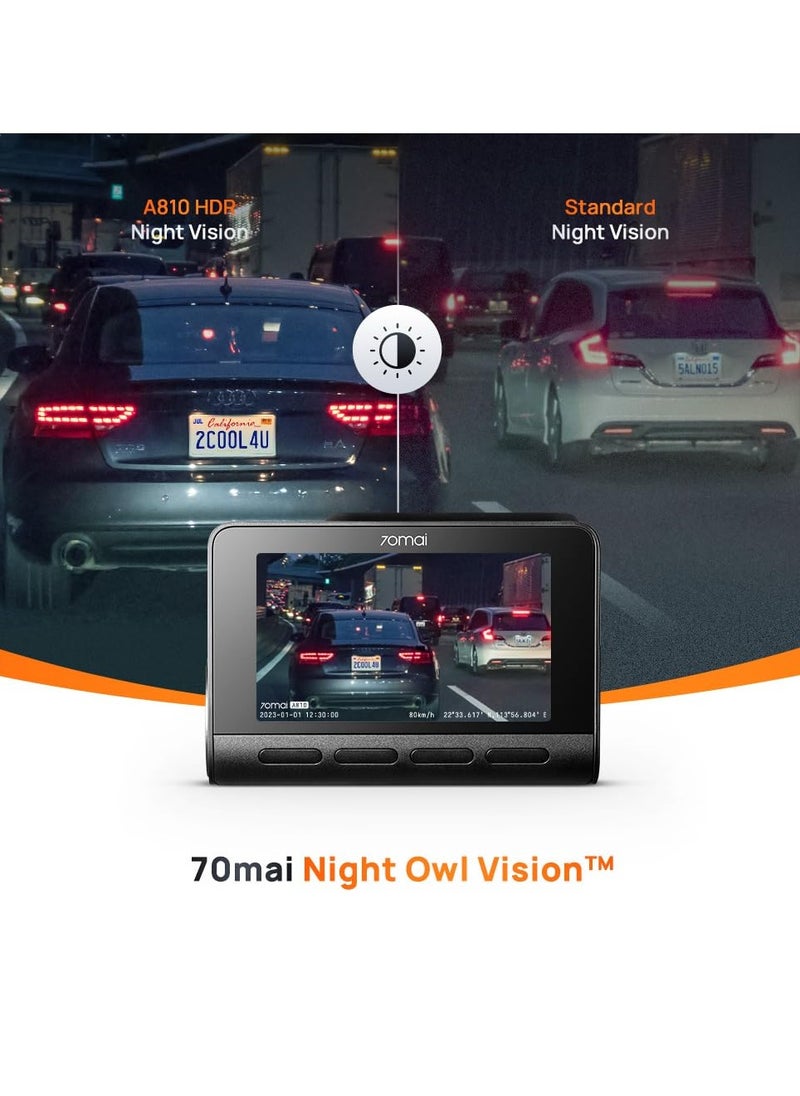 70mai - 70mai A810-2  Dash Cam Set True 4K HDR Dual Vision, Built-in GPS Logger, ADAS, Starvis 2 IMX 678 150° Wide Sensor, Optional Parking Mode with Motion Detection & Time Lapse - Image 1