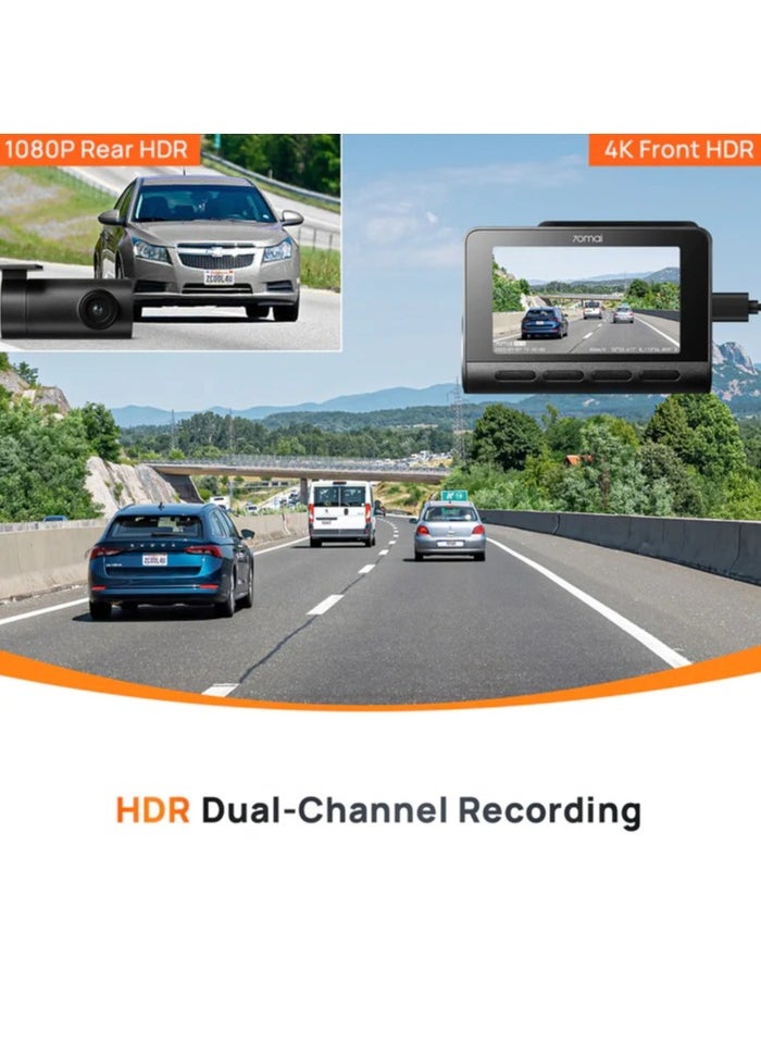 70mai - 70mai A810-2  Dash Cam Set True 4K HDR Dual Vision, Built-in GPS Logger, ADAS, Starvis 2 IMX 678 150° Wide Sensor, Optional Parking Mode with Motion Detection & Time Lapse - Image 1