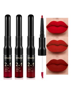 DNM evpct 3Pcs Deep Dark Red Lip Stain Paint Matte Lip Liner and Lipstick Set Long Lasting Smudge Proof labiales mate larga duracion listip 24 hours a prueba de agua mate 24 horas originales  - Image 1