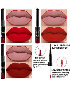 DNM evpct 3Pcs Deep Dark Red Lip Stain Paint Matte Lip Liner and Lipstick Set Long Lasting Smudge Proof labiales mate larga duracion listip 24 hours a prueba de agua mate 24 horas originales  - Image 2