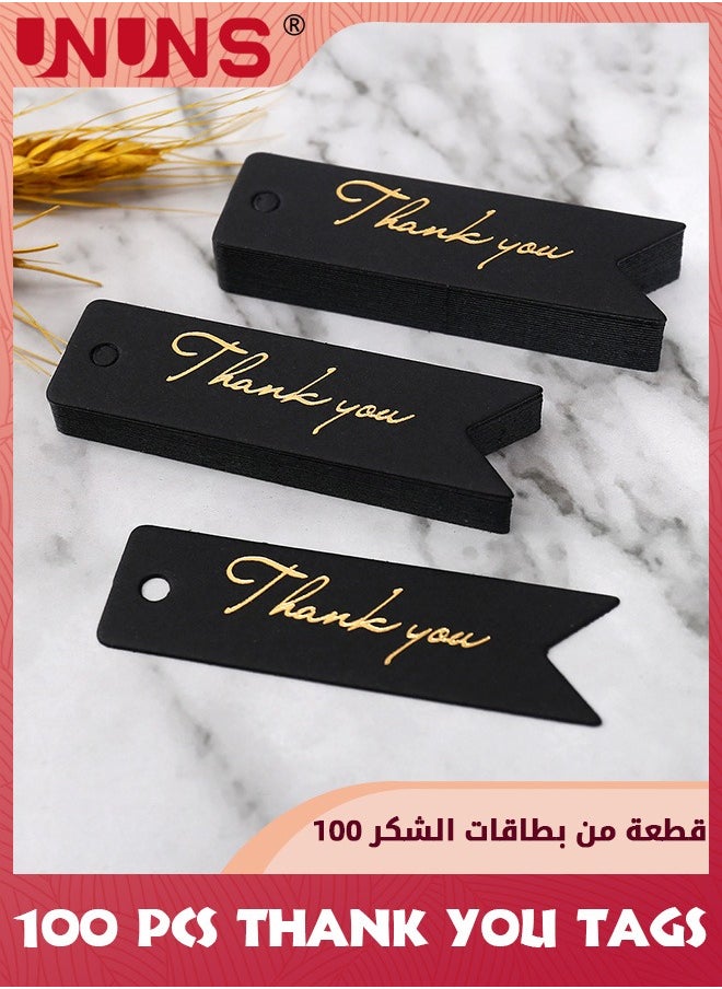 UNUNS 100 PCS Thank You Tags,Thank You Labels With Strings,30m Jute Twine And Kraft Paper Gift Tags,Great For Diy,Arts And Crafts,Wedding,Party Favors,Baby Shower,Small Business(Black)  - Image 2