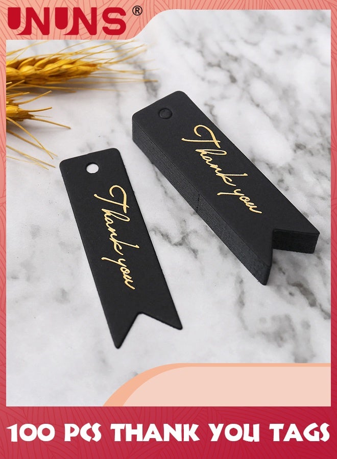 UNUNS 100 PCS Thank You Tags,Thank You Labels With Strings,30m Jute Twine And Kraft Paper Gift Tags,Great For Diy,Arts And Crafts,Wedding,Party Favors,Baby Shower,Small Business(Black) - Image 3