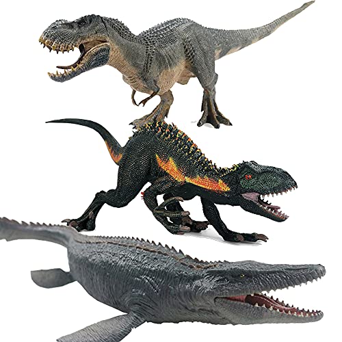 EOIVSH 3PCS Dinosaur Toys Set Tyrannosaurus Raptor Vastatosaurus Rex Mosasaurus Large Plastic Dinosaur Figures Dinosaur Figurine Toys for GiftCake TopperParty Favor - Image 1