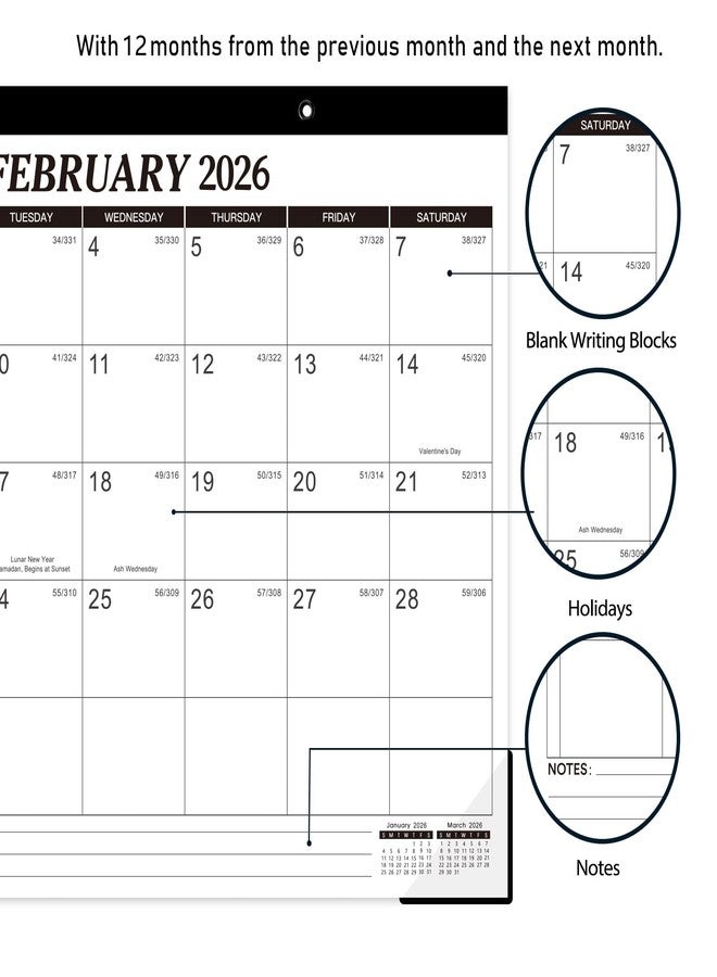 ترسيز تقويم مكتبي لعام 2026 - تقويم مكتبي شهري من 12 شهرًا، من يناير 2026 إلى ديسمبر 2026، مقاس 14.6 × 11.5 بوصة، تقويم مكتبي/جداري 2 في 1، ورق سميك مع واقيات للزوايا، فتحات للتعليق، مربعات يومية كبيرة - Image 5